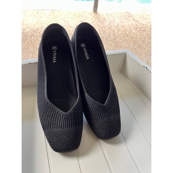 VIVAIA Black Margot 2.0 Square Toe Flat Sz 37.5w US 7 - Picture 5 of 16